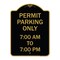 Signmission Permit Parking 7-00 Am to 7-00 Pm, Black & Gold Aluminum Sign, 18" x 24", BG-1824-23323 A-DES-BG-1824-23323 - alternate 1